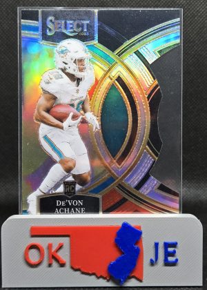 De'Von Achane 2023 Select Premier Black and Red Die Cut Rookie No 176