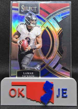 Lamar Jackson 2023 Select Red & Blue Premier Die Cut No 190